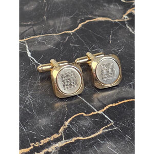Rare Givenchy Paris Vintage 4G Logo Square Two-Tone Gold & Silver Cufflinks